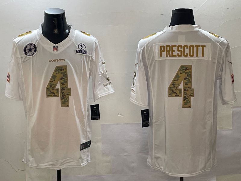 Men Dallas Cowboys #4 Prescott White admiral 2024 Nike Limited NFL Jersey style 4